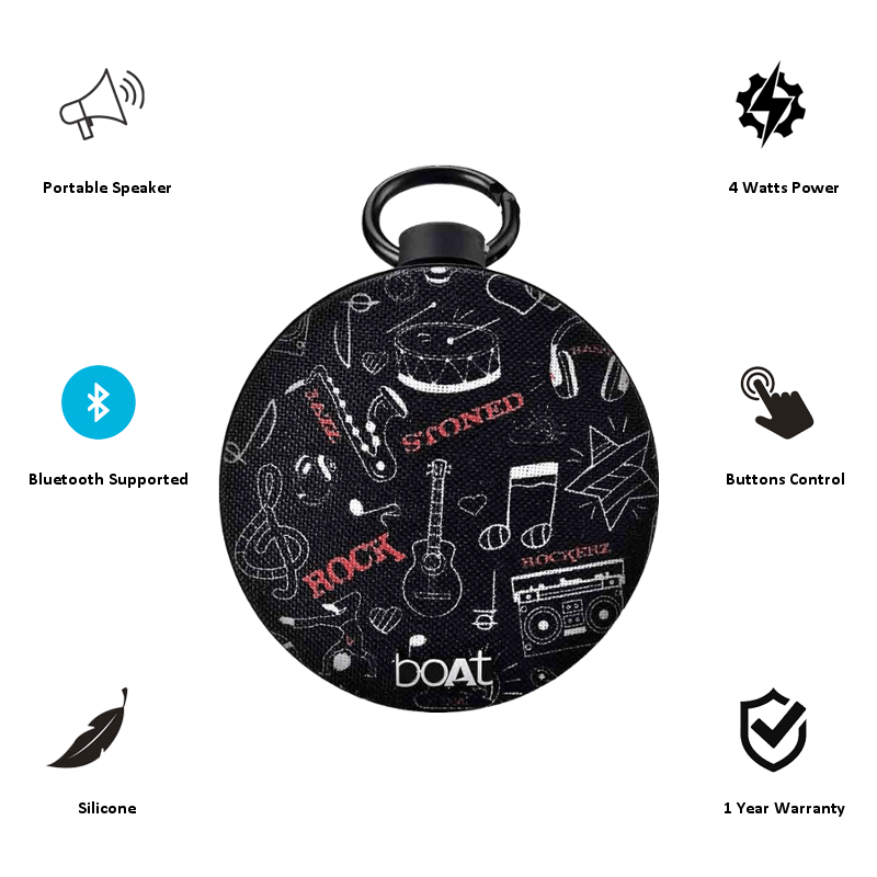 boAt Stone 260 4 Watts Portable Bluetooth Speaker (Inner Magnet Driver, Charcoal Black), No color
boAt Stone 260 4 Watts Portable Bluetooth Speaker (Inner Magnet Driver, Charcoal Black), No color