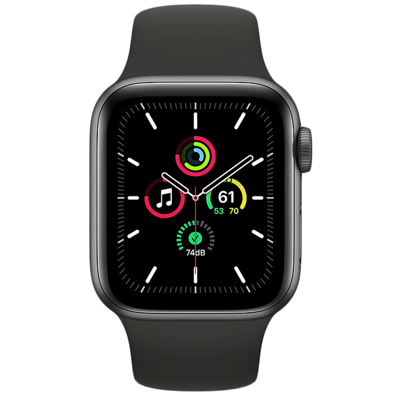 Apple Watch SE Smartwatch (GPS, 44mm) (Heart Rate Monitoring, MYDT2HN/A, Space Grey/Black, Sport Band), No color
Apple Watch SE Smartwatch (GPS, 44mm) (Heart Rate Monitoring, MYDT2HN/A, Space Grey/Black, Sport Band), No color