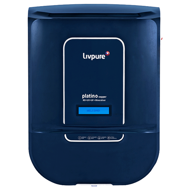 Livepure RO + UV + UF + Mineraliser Water Purifier (Platino Copper, Blue), No color
Livepure RO + UV + UF + Mineraliser Water Purifier (Platino Copper, Blue), No color