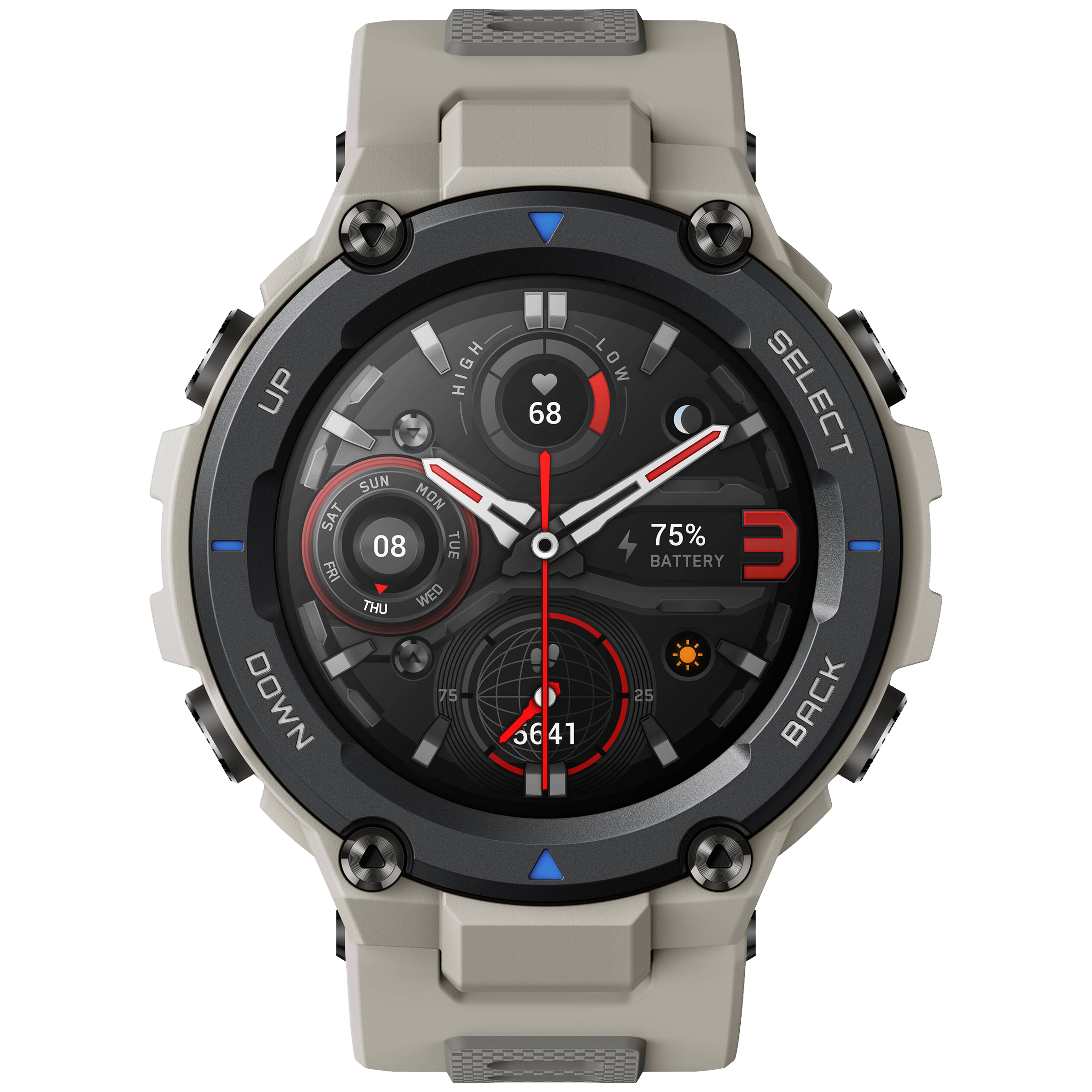 Amazfit T-Rex Pro Smart Watch (GPS, 33.02mm) (Blood-Oxygen Saturation Measurement, A2013, Desert Grey, Silicone Rubber Strap), No color
Amazfit T-Rex Pro Smart Watch (GPS, 33.02mm) (Blood-Oxygen Saturation Measurement, A2013, Desert Grey, Silicone Rubber Strap), No color