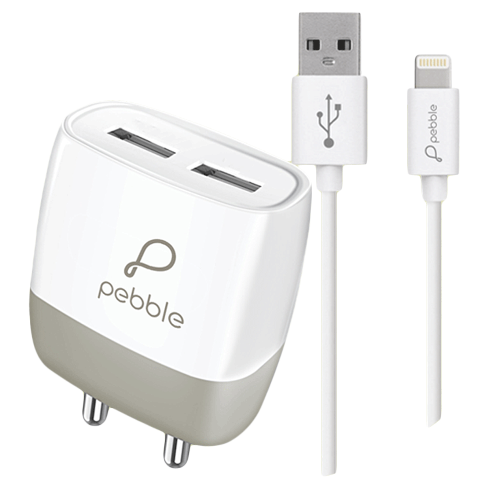 Pebble 12 Watts/2.4 Amps 2-Port USB (Type-A) Wall Charging Adapter with Cable (Multiple Circuit-Protection, PWC22A, White), No color
Pebble 12 Watts/2.4 Amps 2-Port USB (Type-A) Wall Charging Adapter with Cable (Multiple Circuit-Protection, PWC22A, White), No color