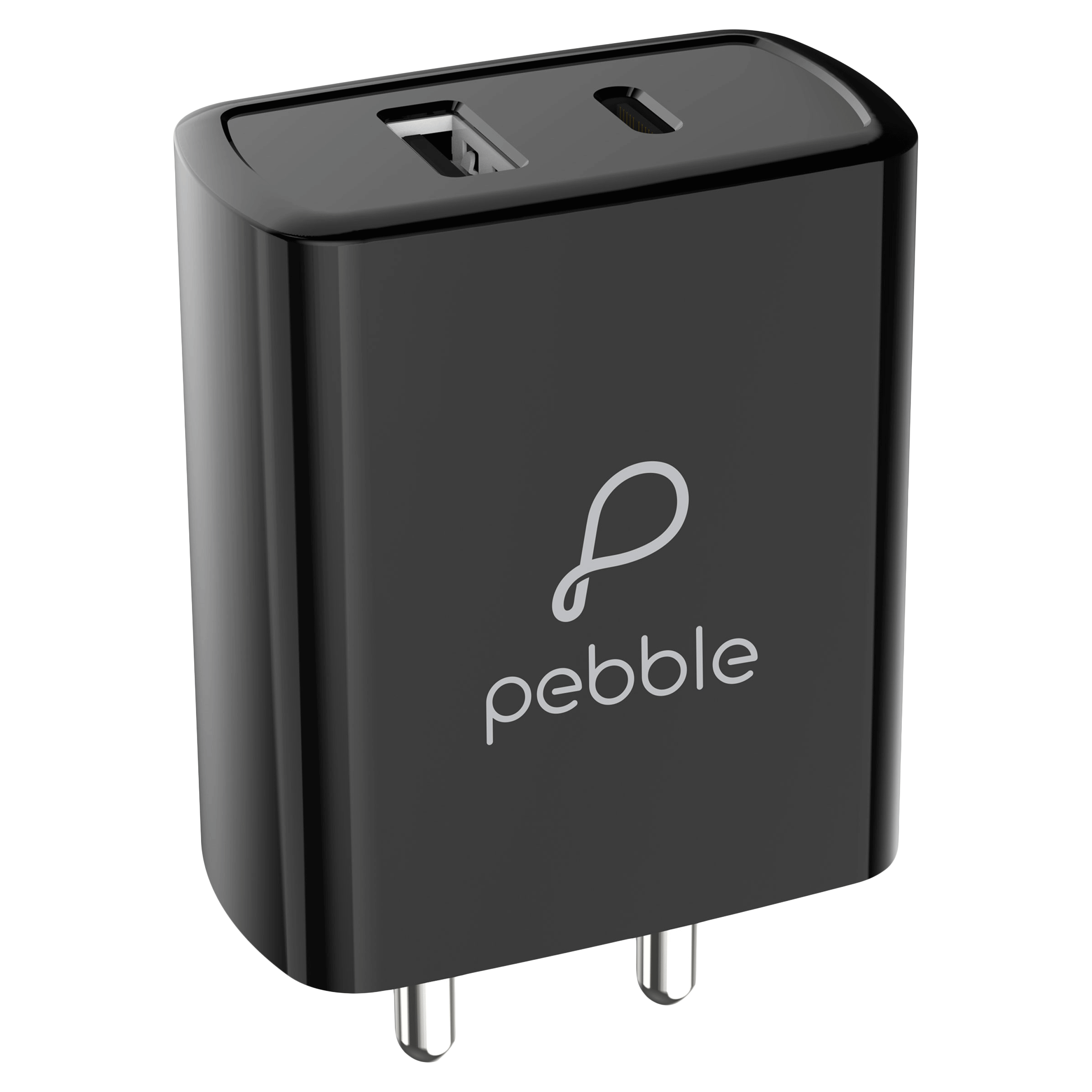 Pebble 18 Watts/3 Amps 2-Port USB and USB (Type-C) Wall Charging Adapter (Fast Charging Capability, PWC23, Black), No color
Pebble 18 Watts/3 Amps 2-Port USB and USB (Type-C) Wall Charging Adapter (Fast Charging Capability, PWC23, Black), No color
