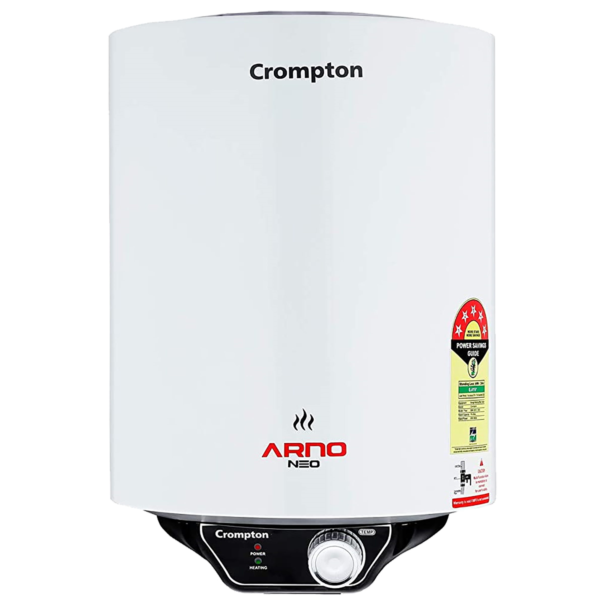 Crompton Arno Neo 15 Litres 5 Star Storage Water Geyser (2000 Watts, ASWH-3015, White), No color
Crompton Arno Neo 15 Litres 5 Star Storage Water Geyser (2000 Watts, ASWH-3015, White), No color