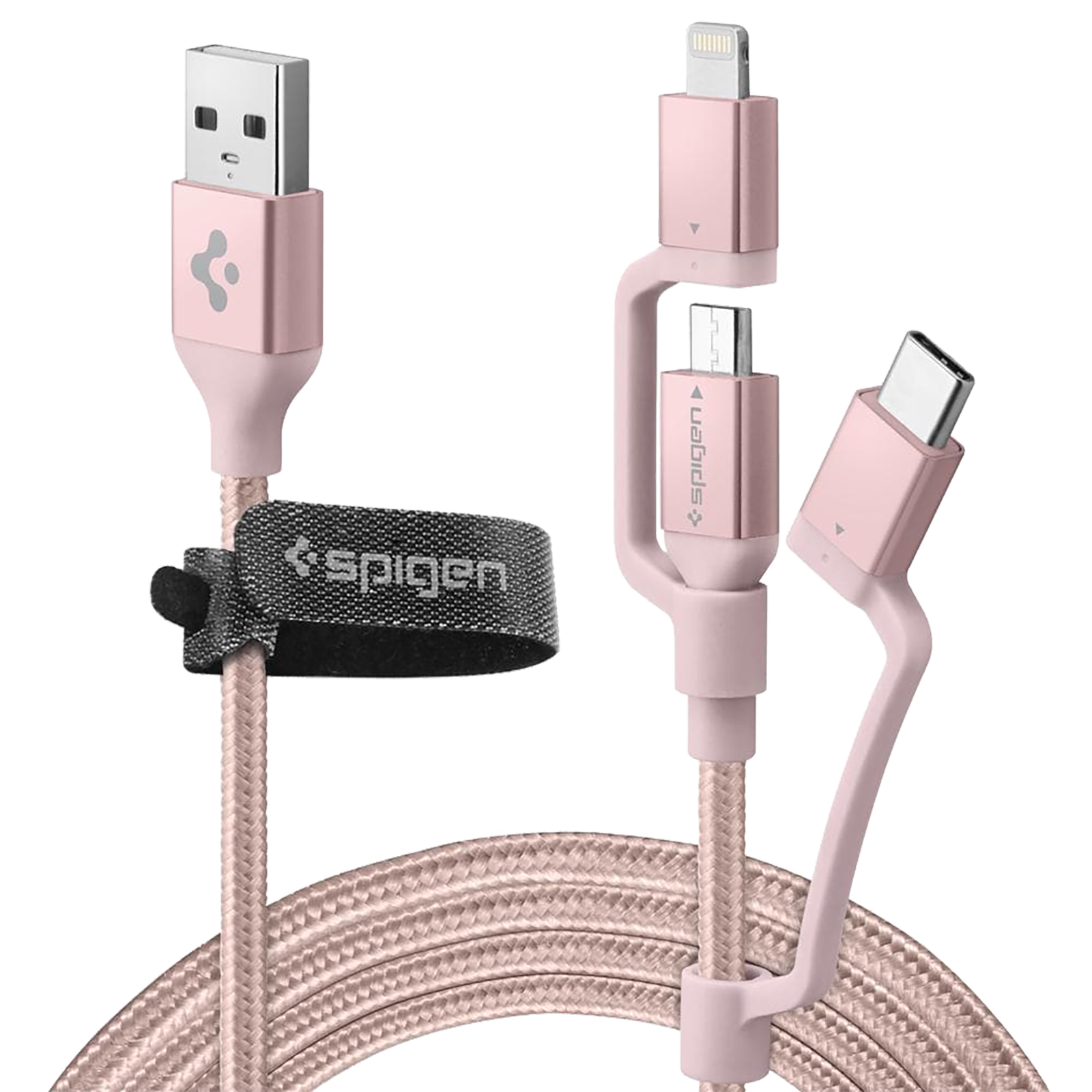 Spigen Dura Sync Braided Nylon 1.5 Meter USB 2.0 (Type-A) to USB 2.0 (Type-C)/Micro USB 2.0 (Type-B) Power/Charging USB Cable (Quick Charge 3.0, 000CB23019, Pink), No color
Spigen Dura Sync Braided Nylon 1.5 Meter USB 2.0 (Type-A) to USB 2.0 (Type-C)/Micro USB 2.0 (Type-B) Power/Charging USB Cable (Quick Charge 3.0, 000CB23019, Pink), No color