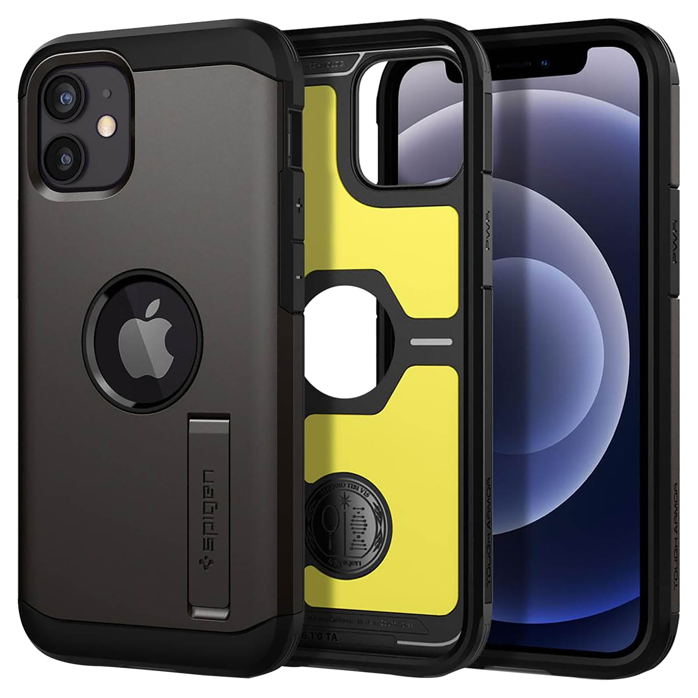 Spigen Tough Armor TPU & PC Back Case For iPhone 12 Mini (Air Cushion Technology, ACS01752, Gunmetal), No color
Spigen Tough Armor TPU & PC Back Case For iPhone 12 Mini (Air Cushion Technology, ACS01752, Gunmetal), No color