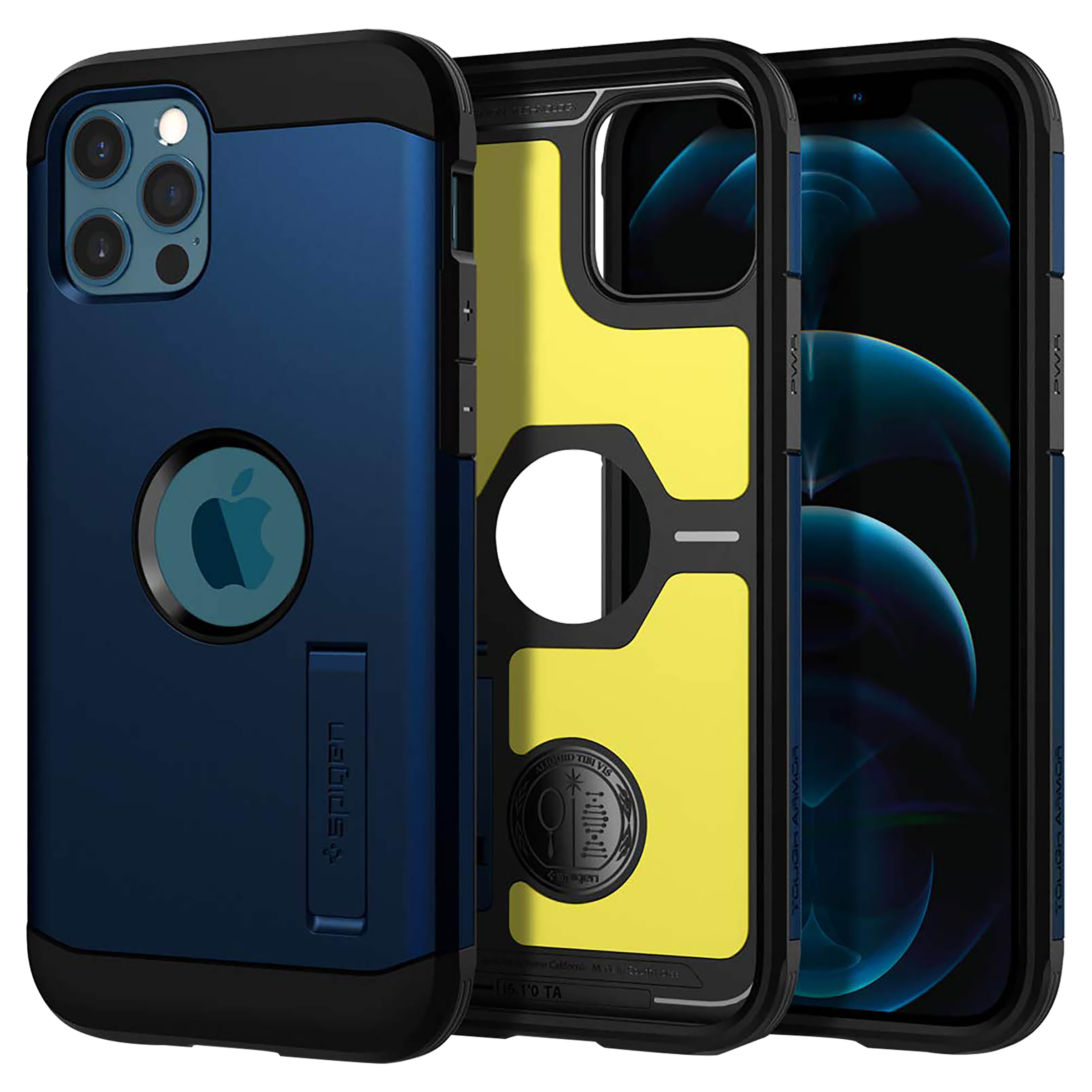 Spigen Tough Armor TPU & PC Back Case For iPhone 12/iPhone 12 Pro (Air Cushion Technology, ACS02298, Navy Blue), No color
Spigen Tough Armor TPU & PC Back Case For iPhone 12/iPhone 12 Pro (Air Cushion Technology, ACS02298, Navy Blue), No color