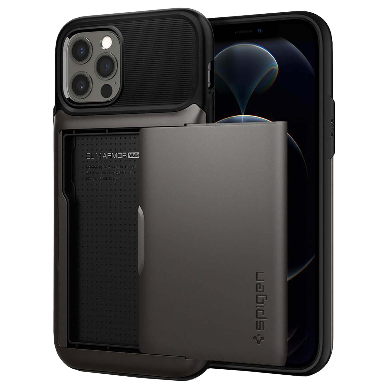 Spigen Slim Armor Wallet TPU & PC Back Case For iPhone 12/iPhone 12 Pro (Air Cushion Technology, ACS01528, Gunmetal), No color
Spigen Slim Armor Wallet TPU & PC Back Case For iPhone 12/iPhone 12 Pro (Air Cushion Technology, ACS01528, Gunmetal), No color