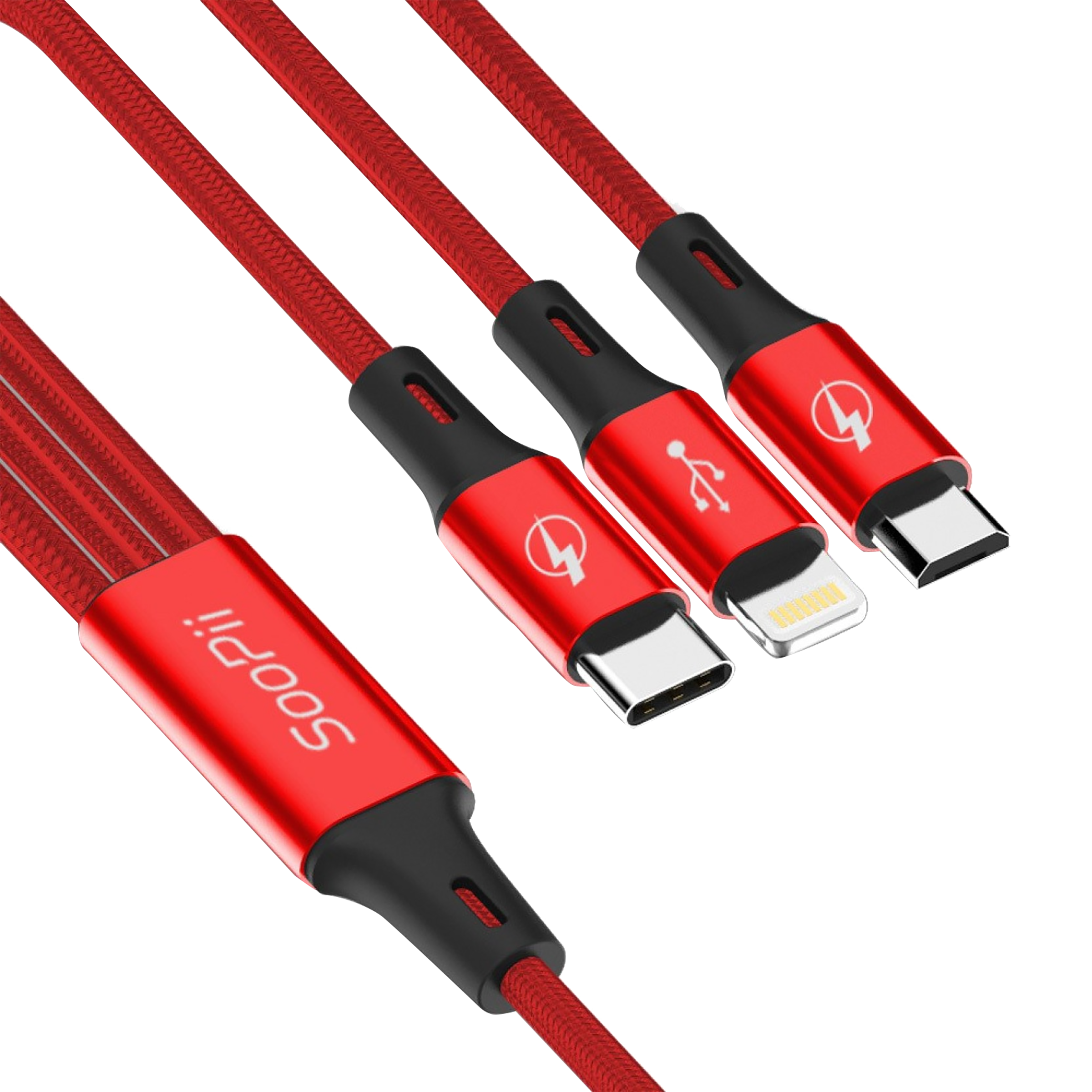 Soopii S07 Braided Nylon 1.2 Meter USB 2.0 (Type-A) to USB 3.0 (Type-C) Power/Charging USB Cable (3 in 1 Cable, Red), No color
Soopii S07 Braided Nylon 1.2 Meter USB 2.0 (Type-A) to USB 3.0 (Type-C) Power/Charging USB Cable (3 in 1 Cable, Red), No color