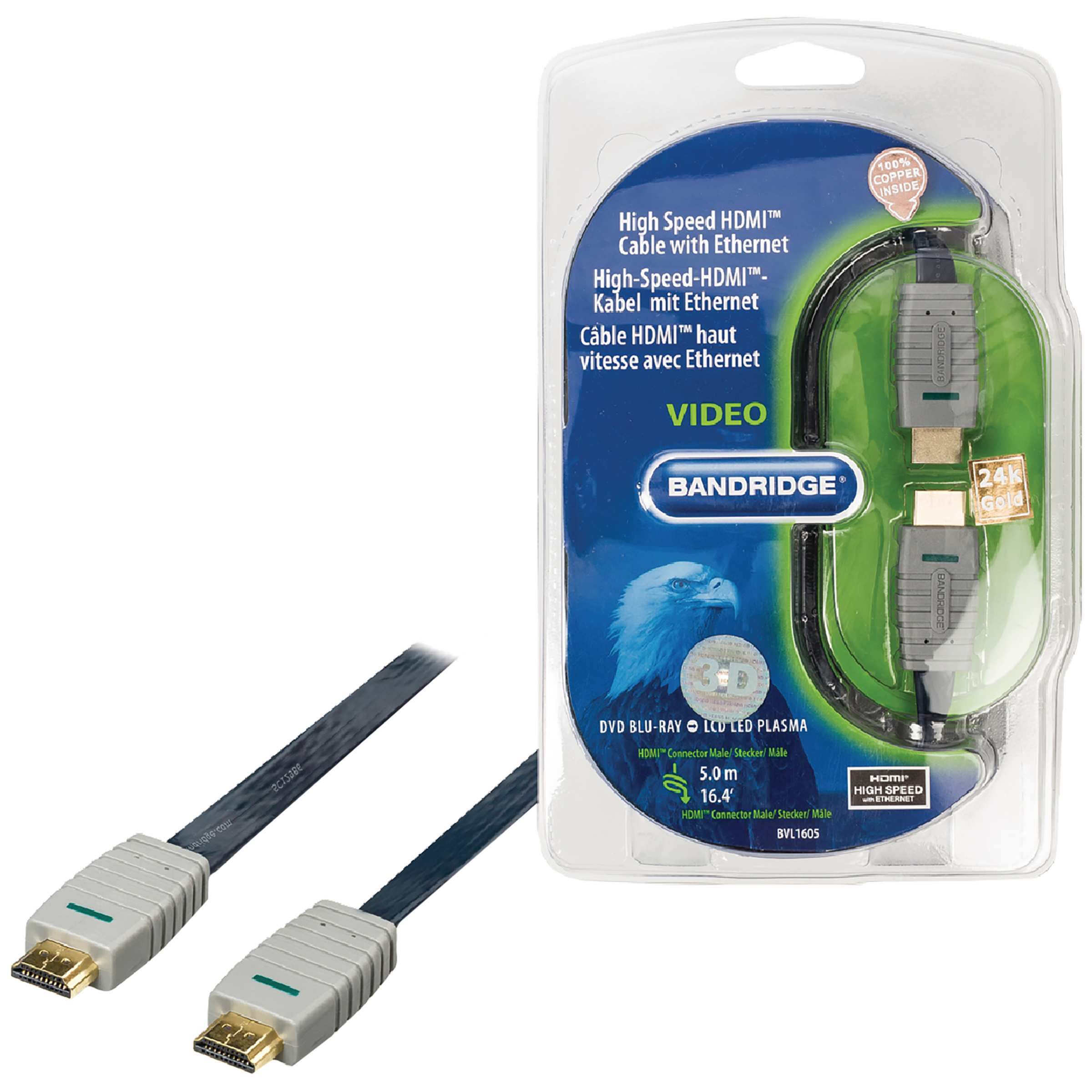 Bandridge BVL1605 5 Meter HDMI to HDMI Audio & Video HDMI Cable (High Speed HDMI with Ethernet, Blue), No color
Bandridge BVL1605 5 Meter HDMI to HDMI Audio & Video HDMI Cable (High Speed HDMI with Ethernet, Blue), No color
