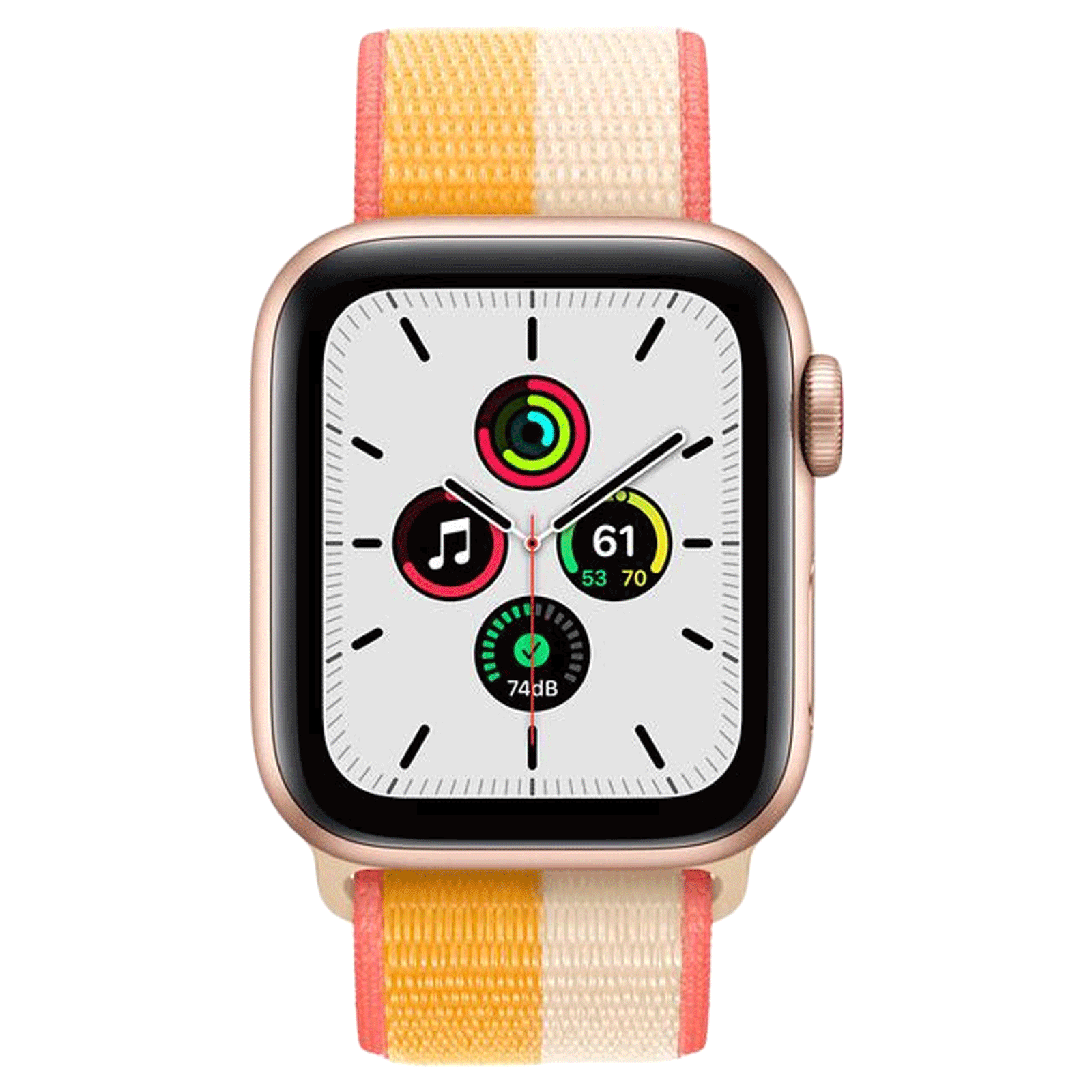 Apple Watch SE Smart Watch (GPS+Cellular, 44mm) (Heart Rate Monitoring, MKT23HN/A, Gold, Sports Loop), No color
Apple Watch SE Smart Watch (GPS+Cellular, 44mm) (Heart Rate Monitoring, MKT23HN/A, Gold, Sports Loop), No color