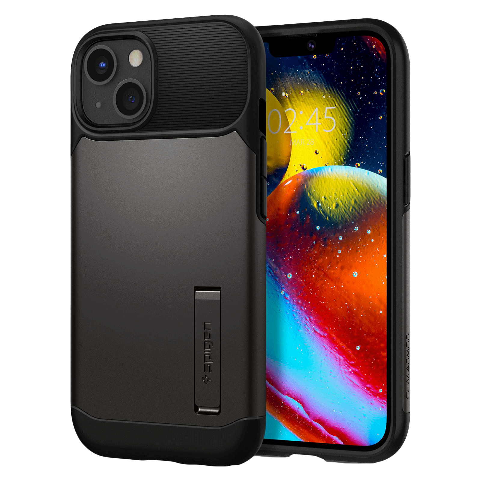 Spigen Slim Armor TPU Polycarbonate Back Case with Stand for iPhone 13 (ACS03425, Gunmetal), No color
Spigen Slim Armor TPU Polycarbonate Back Case with Stand for iPhone 13 (ACS03425, Gunmetal), No color