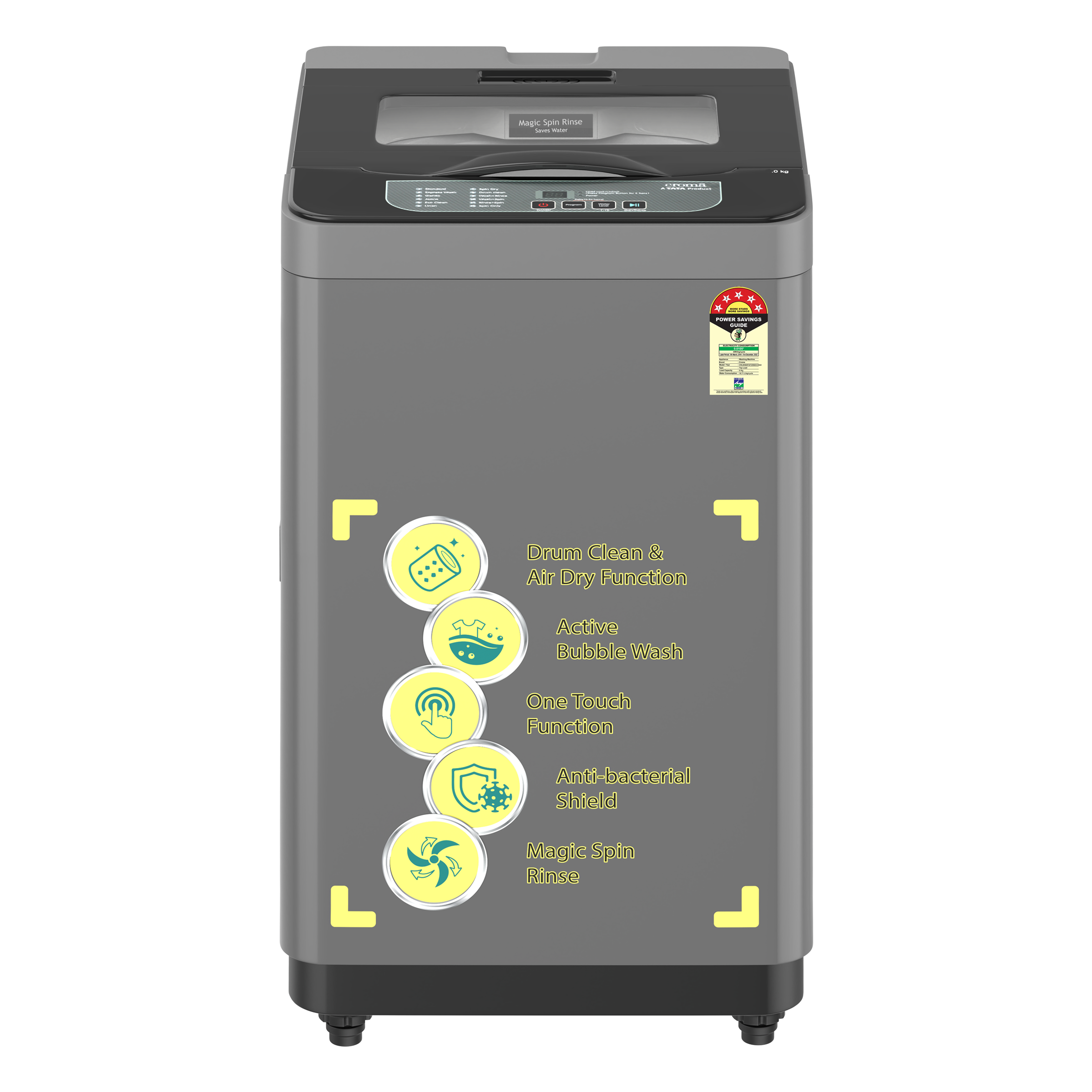 Croma 8 kg 5 Star Fully Automatic Top Load Washing Machine (CRLW080FAF259603, Active Bubble Wash, Grey)
Croma 8 kg 5 Star Fully Automatic Top Load Washing Machine (CRLW080FAF259603, Active Bubble Wash, Grey)