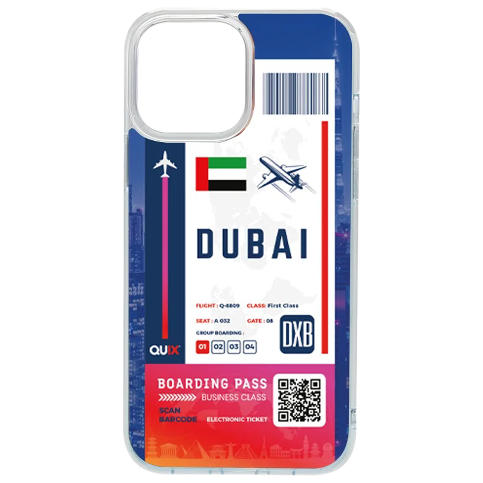 QUIX Dubai Boarding Pass TPU Back Cover for Apple iPhone 14 Plus (Supports Wireless Charging, Multi Color), Clear
QUIX Dubai Boarding Pass TPU Back Cover for Apple iPhone 14 Plus (Supports Wireless Charging, Multi Color), Clear