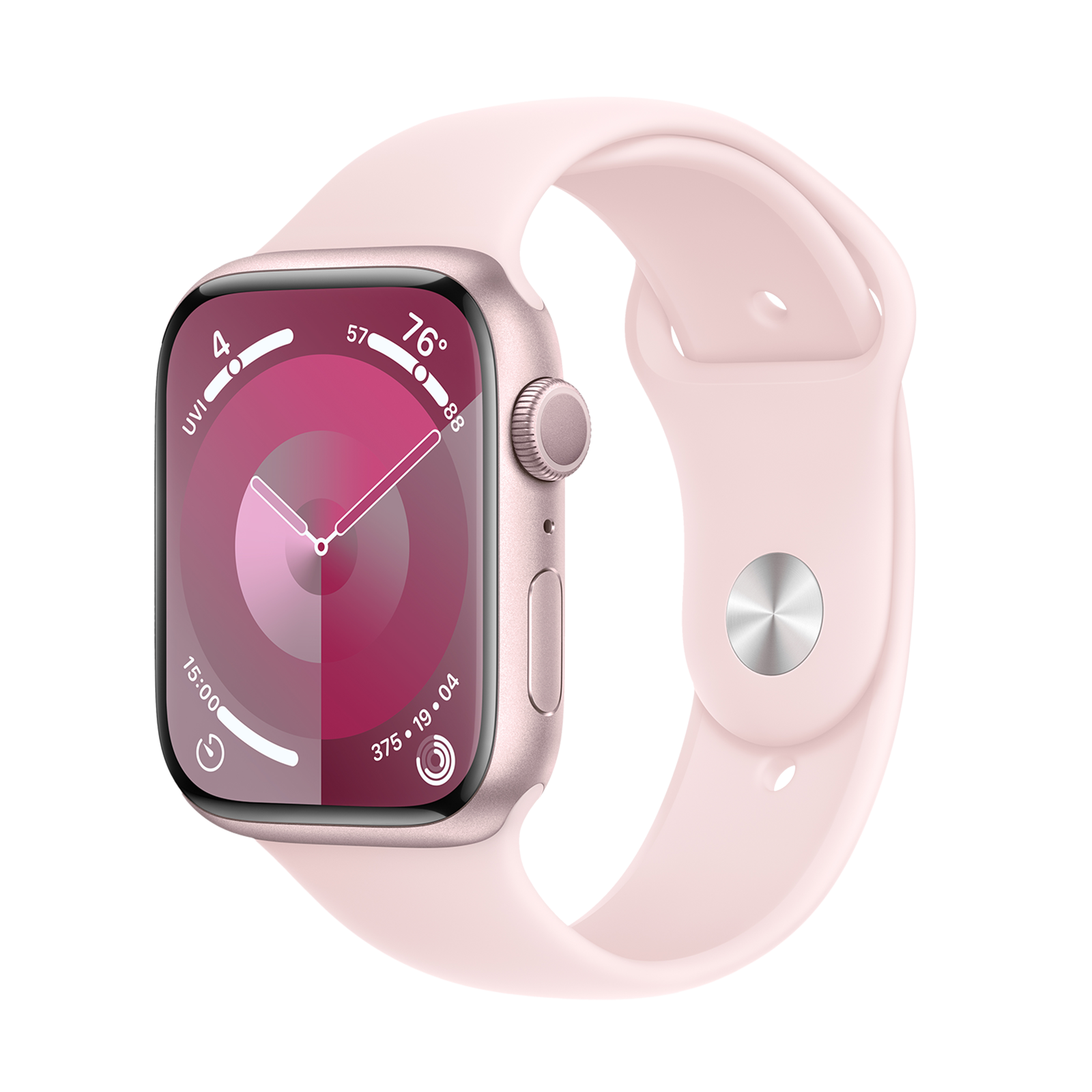 Apple Watch Series 9 GPS with Light Pink Sport Band - M/L (45mm Display, Pink Aluminium Case)
Apple Watch Series 9 GPS with Light Pink Sport Band - M/L (45mm Display, Pink Aluminium Case)