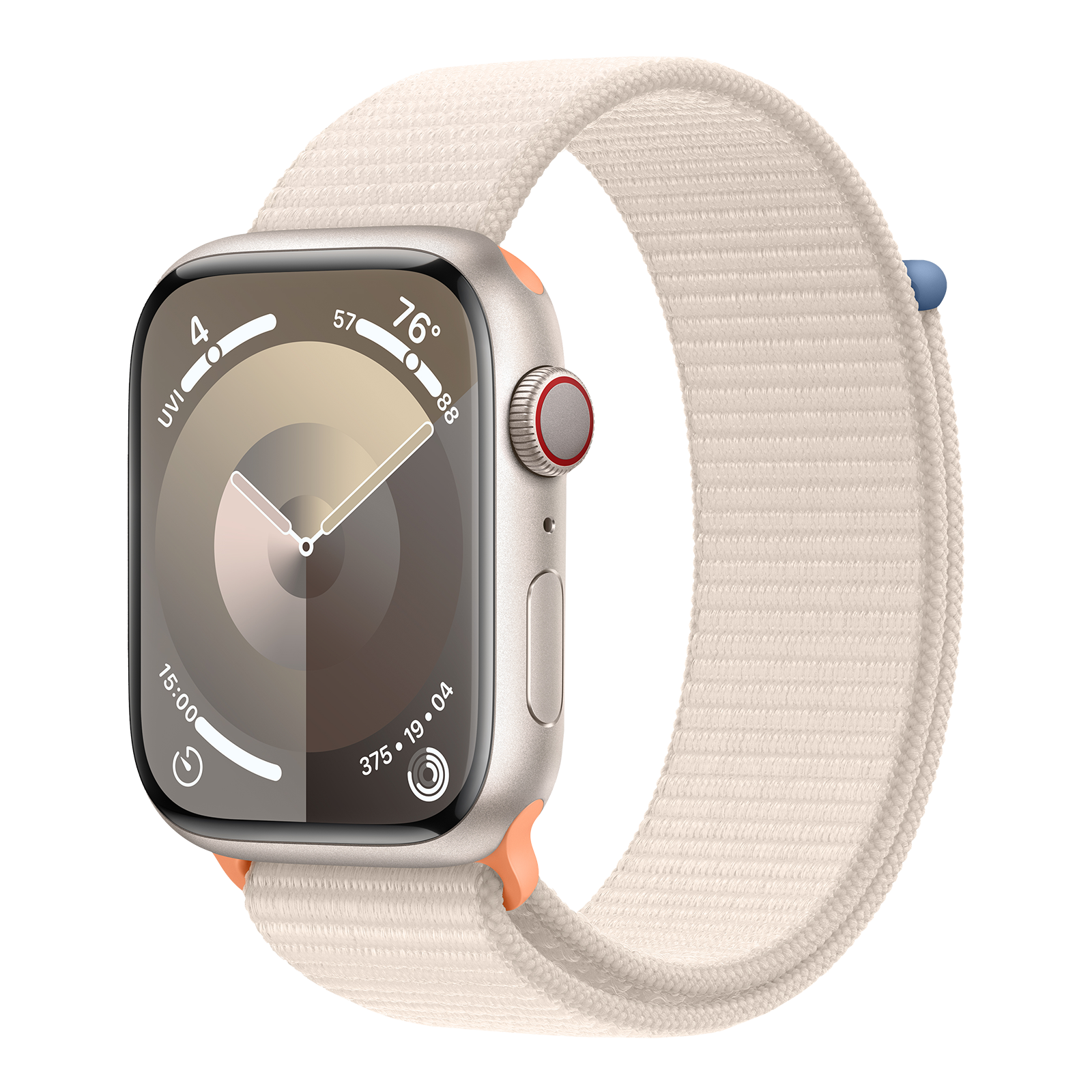 Apple Watch Series 9 GPS+Cellular with Starlight Sport Loop - M/L(45mm Display, Starlight Aluminium Case)
Apple Watch Series 9 GPS+Cellular with Starlight Sport Loop - M/L(45mm Display, Starlight Aluminium Case)