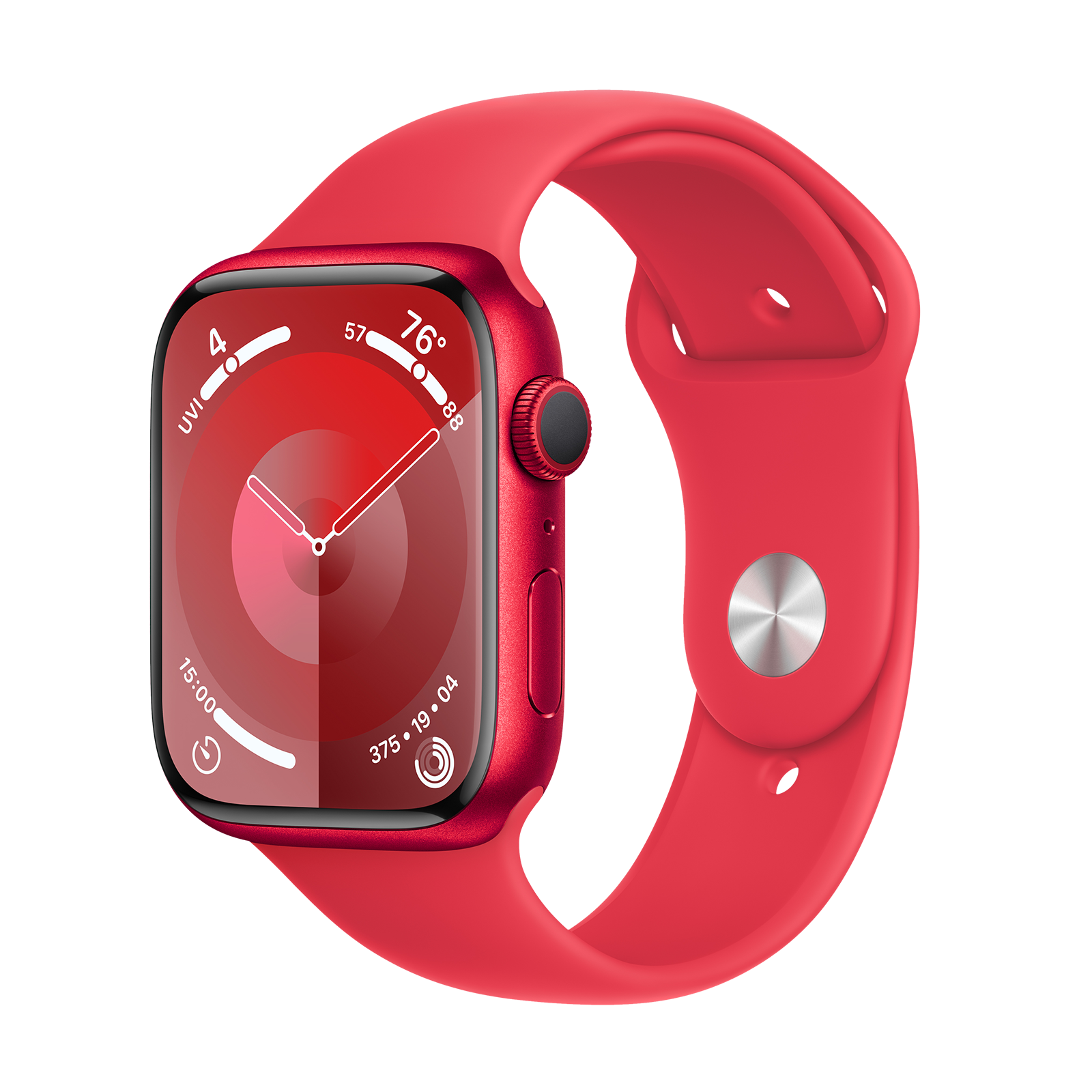 Apple Watch Series 9 GPS with Red Sport Band - M/L (45mm Display, Red Aluminium Case), (product)red
Apple Watch Series 9 GPS with Red Sport Band - M/L (45mm Display, Red Aluminium Case), (product)red