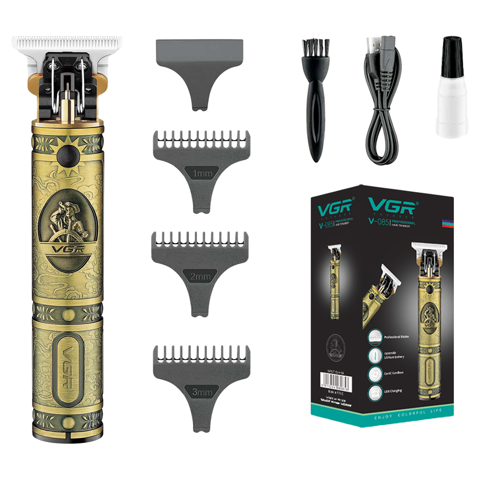 VGR V-085 Rechargeable Cordless Wet & Dry Trimmer for Hair Clipping, Beard, Moustache & Body Grooming with 3 Length Settings for Men (300min Runtime, Wear Resistant, Gold)
VGR V-085 Rechargeable Cordless Wet & Dry Trimmer for Hair Clipping, Beard, Moustache & Body Grooming with 3 Length Settings for Men (300min Runtime, Wear Resistant, Gold)