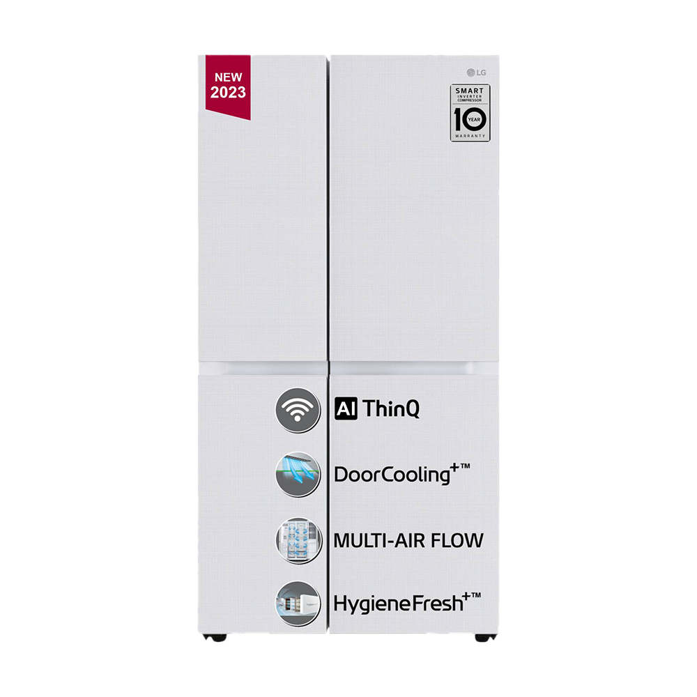 LG 650 Litres 3 Star Frost Free Side by Side Refrigerator with Smart Inverter Compressor (GLB257DLW3, Linen White)
LG 650 Litres 3 Star Frost Free Side by Side Refrigerator with Smart Inverter Compressor (GLB257DLW3, Linen White)