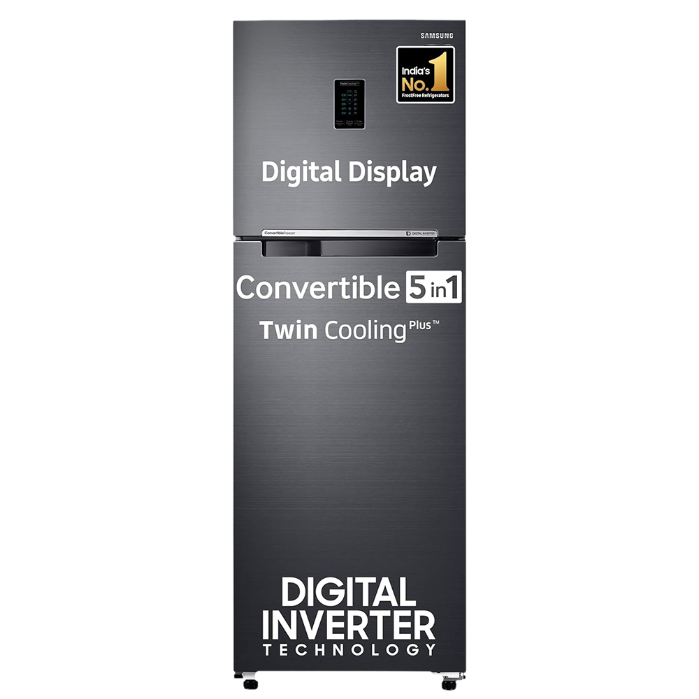 SAMSUNG 322 Litres 3 Star Frost Free Double Door Convertible Refrigerator with Twin Cooling Plus Technology (RT37C4523B1HL, Black Matt)
SAMSUNG 322 Litres 3 Star Frost Free Double Door Convertible Refrigerator with Twin Cooling Plus Technology (RT37C4523B1HL, Black Matt)