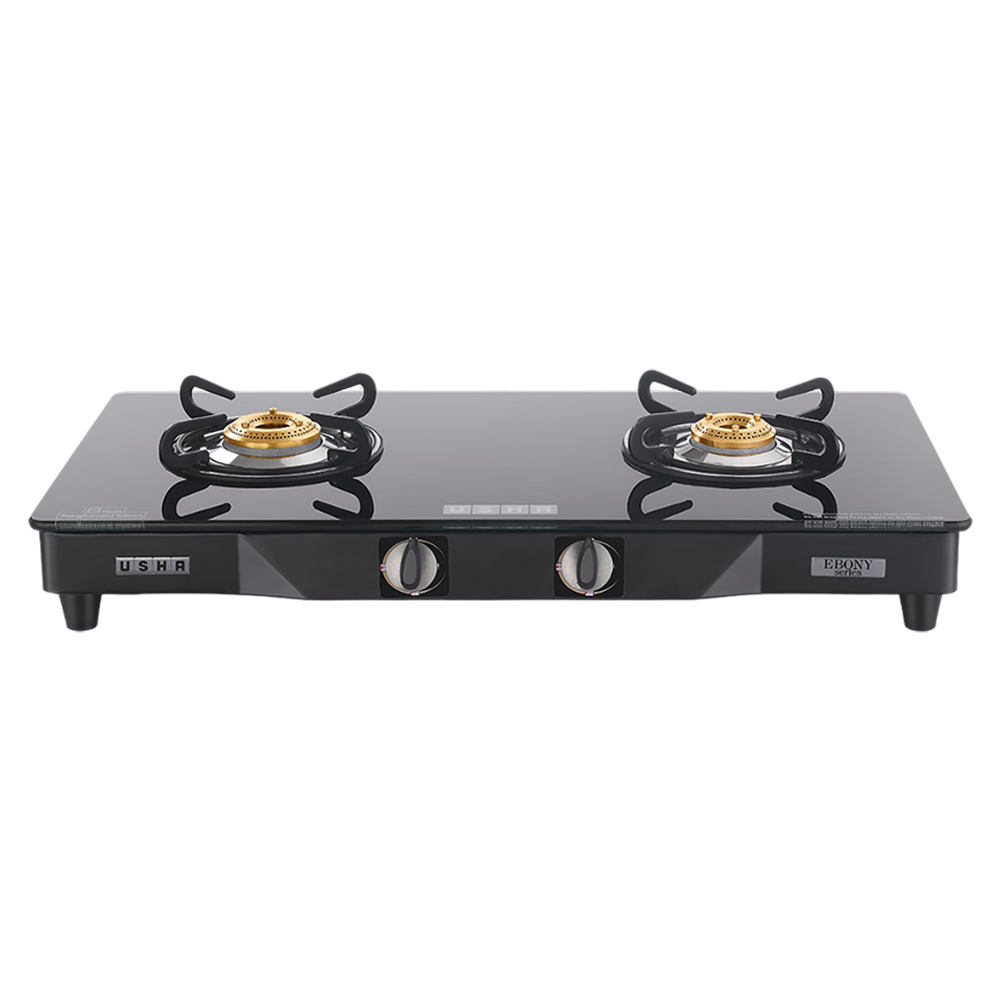 USHA Ebony GS2001 Toughened Glass Top 2 Burner Manual Gas Stove (Slim Line Design, Black)
USHA Ebony GS2001 Toughened Glass Top 2 Burner Manual Gas Stove (Slim Line Design, Black)