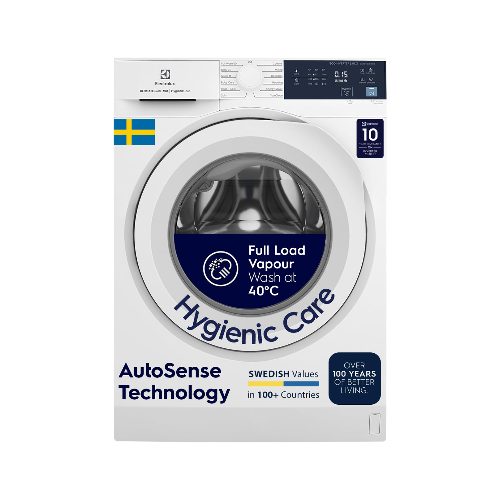 Electrolux 8 kg 5 Star Inverter Fully Automatic Front Load Washing Machine (UltimateCare 300, EWF8024D3WB, HygienicCare, White)
Electrolux 8 kg 5 Star Inverter Fully Automatic Front Load Washing Machine (UltimateCare 300, EWF8024D3WB, HygienicCare, White)