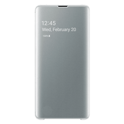 buy samsung galaxy s10 plus clear view plastic flip case cover ef zg975cwegin white online croma