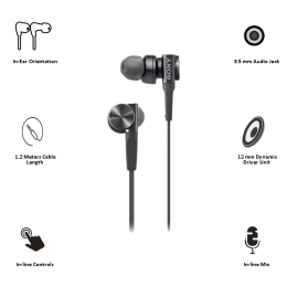 Sony In-Ear Wired Earphones with Mic (MDR-XB75AP, Black) Sony In-Ear Wired Earphones with Mic (MDR-XB75AP, Black)_3
