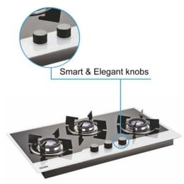 Glen 3 Burner Toughened Glass Built-in Gas Hob (Double Ring Forged Brass Burner, 1073 HT BW DB, Black) Glen 3 Burner Toughened Glass Built-in Gas Hob (Double Ring Forged Brass Burner, 1073 HT BW DB, Black)_4