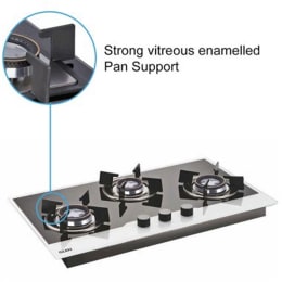 Glen 3 Burner Toughened Glass Built-in Gas Hob (Double Ring Forged Brass Burner, 1073 HT BW DB, Black) Glen 3 Burner Toughened Glass Built-in Gas Hob (Double Ring Forged Brass Burner, 1073 HT BW DB, Black)_9