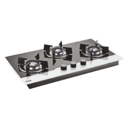 Glen 3 Burner Toughened Glass Built-in Gas Hob (Double Ring Forged Brass Burner, 1073 HT BW DB, Black) Glen 3 Burner Toughened Glass Built-in Gas Hob (Double Ring Forged Brass Burner, 1073 HT BW DB, Black)_1