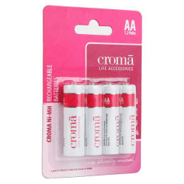 Croma 800 mAh AA Ni-MH 1.2 Volt Rechargeable Battery (EB5039, White/Pink) (Pack of 4) Croma 800 mAh AA Ni-MH 1.2 Volt Rechargeable Battery (EB5039, White/Pink) (Pack of 4)_1