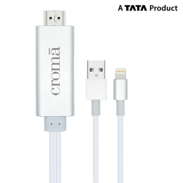 Croma HDMI (Type-A) to USB 2.0 (Type-A) + Lightning Cable (CA1777 W2327, White) Croma HDMI (Type-A) to USB 2.0 (Type-A) + Lightning Cable (CA1777 W2327, White)_2