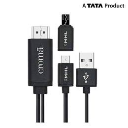 Croma HDMI (Type-A) to USB 2.0 (Type-A) + Micro USB + MHL Cable (EE2063 W2326, Black) Croma HDMI (Type-A) to USB 2.0 (Type-A) + Micro USB + MHL Cable (EE2063 W2326, Black)_2