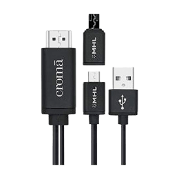 Croma HDMI (Type-A) to USB 2.0 (Type-A) + Micro USB + MHL Cable (EE2063 W2326, Black) Croma HDMI (Type-A) to USB 2.0 (Type-A) + Micro USB + MHL Cable (EE2063 W2326, Black)_1