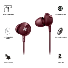 Philips In-Ear Wired Earphones with Mic (SHE4305RD/00, Red) Philips In-Ear Wired Earphones with Mic (SHE4305RD/00, Red)_4