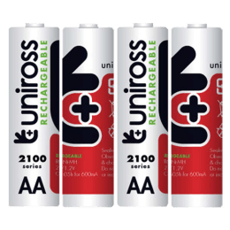Uniross Ni-MH 2100 AA Rechargeable Battery (White/Red) (Pack of 2) Uniross Ni-MH 2100 AA Rechargeable Battery (White/Red) (Pack of 2)_1