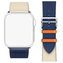 Robobull Buckle Closure 38/40 mm Double Tour Leather Apple Watch Strap (3770000090, White/Blue) Robobull Buckle Closure 38/40 mm Double Tour Leather Apple Watch Strap (3770000090, White/Blue)_1