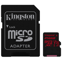 Kingston Canvas React 256GB Class 10 UHS-I Micro SDXC Card (100 MB/s Read Speed, SDCR/256GBIN, Black) Kingston Canvas React 256GB Class 10 UHS-I Micro SDXC Card (100 MB/s Read Speed, SDCR/256GBIN, Black)_1