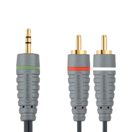 Bandridge 200 cm 3.5mm Stereo to 2RCA Audio Cable (BAL3402, Black) Bandridge 200 cm 3.5mm Stereo to 2RCA Audio Cable (BAL3402, Black)_1