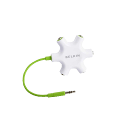 Belkin Rockstar 3.5mm Stereo to 3.5mm Multi Headphones Splitter (White/Green) Belkin Rockstar 3.5mm Stereo to 3.5mm Multi Headphones Splitter (White/Green)_1