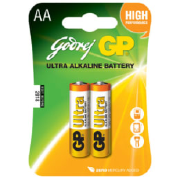 Godrej GP AA Ultra Alkaline Battery (15AU-U2, White/Yellow) (Pack of 2) Godrej GP AA Ultra Alkaline Battery (15AU-U2, White/Yellow) (Pack of 2)_1