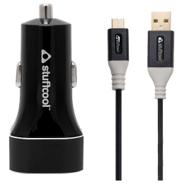 Stuffcool 2.4 Amp Dual USB Car Charging Adapter with MicroUSB Cable (CKBLTMI-BLK, Black) Stuffcool 2.4 Amp Dual USB Car Charging Adapter with MicroUSB Cable (CKBLTMI-BLK, Black)_1
