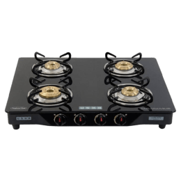 Buy Usha 4 Burner Stainless Steel Gas Stove Ebony Gs4 001 Black Online Croma