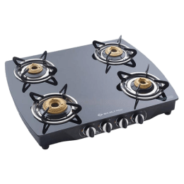 Buy Bajaj 4 Burner Toughened Glass Gas Stove Brass Burner Cgx10 Black Online Croma