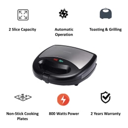 Croma 800 Watt 2 Slice 3-in-1 Sandwich Maker (CRK7001, Black) Croma 800 Watt 2 Slice 3-in-1 Sandwich Maker (CRK7001, Black)_7