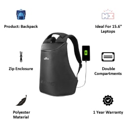 RoadGods Zarc Anti-Theft Backpack for 15.6 Inch Laptop (GD-ZA-BP, Black) RoadGods Zarc Anti-Theft Backpack for 15.6 Inch Laptop (GD-ZA-BP, Black)_6