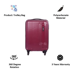VIP Trace 35 Litres Polycarbonate Trolley Bag (Water Resistant, TRACE55MCD, Maroon) VIP Trace 35 Litres Polycarbonate Trolley Bag (Water Resistant, TRACE55MCD, Maroon)_4