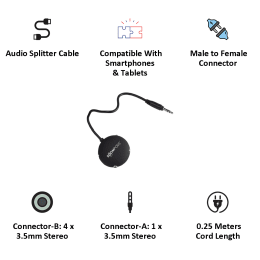 Boompods 25 cm 3.5mm Stereo Audio Splitter for Aux Cable (BP-MLTP-DG, Grey) Boompods 25 cm 3.5mm Stereo Audio Splitter for Aux Cable (BP-MLTP-DG, Grey)_3