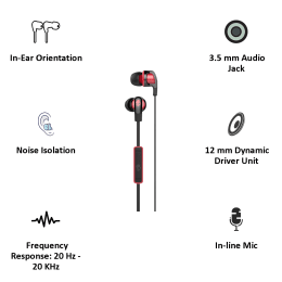 Skullcandy Smokin' Buds 2 In-Ear Wired Earphones with Mic (S2PGFY-010, Black/Red) Skullcandy Smokin' Buds 2 In-Ear Wired Earphones with Mic (S2PGFY-010, Black/Red)_3