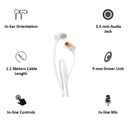 JBL In-Ear Wired Earphones with Mic (T110, White) JBL In-Ear Wired Earphones with Mic (T110, White)_4